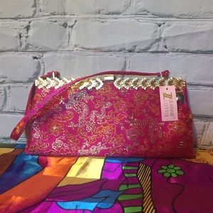 Jeanne Lottie Pink and Gold New Evening Bag